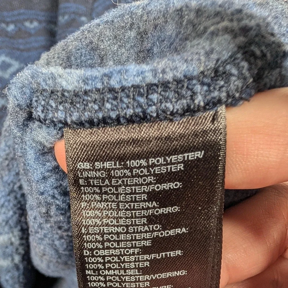 The North Face Pullover Mens Large Blue Fair Isle Aztec 1/4 Zip‎ Tsillan Fleece
